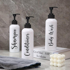 3pcs Refillable Pump Bottle Bathroom Shampoo Dispenser