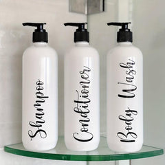 3pcs Refillable Pump Bottle Bathroom Shampoo Dispenser