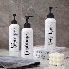3pcs Refillable Pump Bottle Bathroom Shampoo Dispenser
