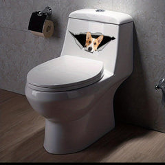 Dog & Pig Toilet Lid Decal Adhesive Sticker Waterproof Decorative Cover