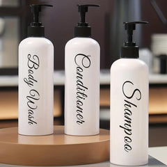 3pcs Refillable Shampoo Conditioner Bottles with Pumps for Bathroom Shower