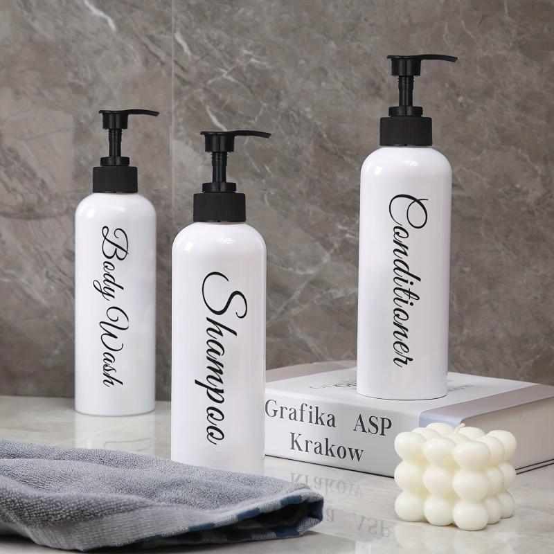3pcs Refillable Shampoo Conditioner Bottles with Pumps for Bathroom Shower