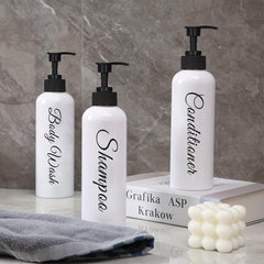3pcs Refillable Shampoo Conditioner Bottles with Pumps for Bathroom Shower