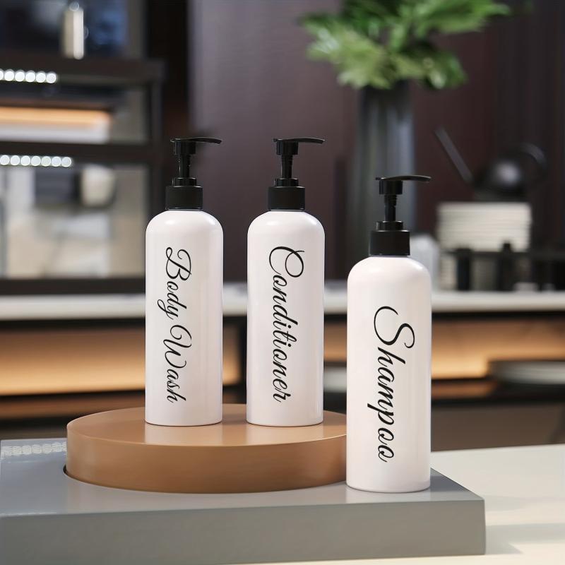 3pcs Refillable Shampoo Conditioner Bottles with Pumps for Bathroom Shower