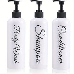 3pcs Refillable Shampoo Conditioner Bottles with Pumps for Bathroom Shower