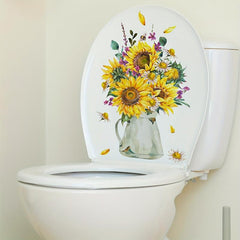 Sunflower Toilet Sticker Bathroom Decor Removable Toilet Lid D