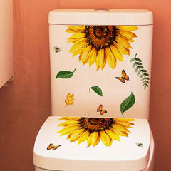Sunflower Toilet Sticker Bathroom Decor Removable Toilet Lid D