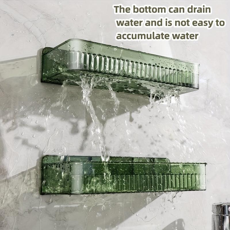 2pcs Wall Mounted Bathroom Storage Rack Plastic Tray Holder Organizer