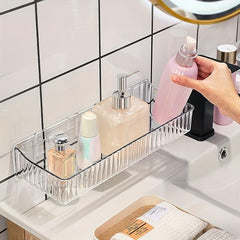 2pcs Wall Mounted Bathroom Storage Rack Plastic Tray Holder Organizer