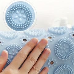 Non Slip Silicone Bath Massage Mat with Drain Holes Soft Shower Rug