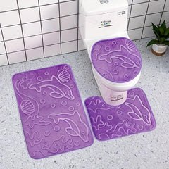 3pcs Absorbent Non Slip Flannel Toilet Mat Set for Bathroom and Bathtub