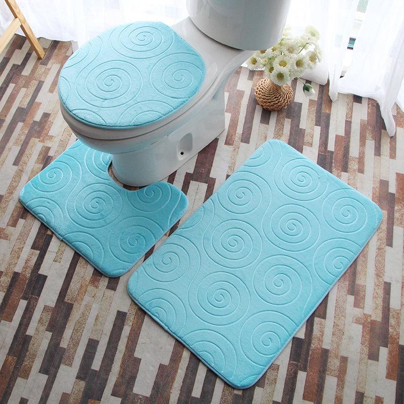 3pcs Absorbent Non Slip Flannel Toilet Mat Set for Bathroom and Bathtub