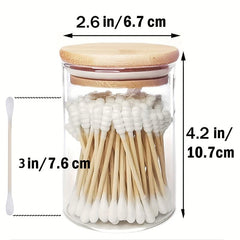 2pcs 10 oz Glass Apothecary Jar with Wood Lids Bathroom Organizer