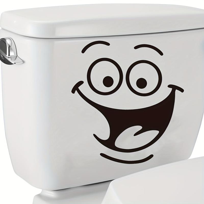 1pc Smile Face Pattern Toilet Lid Decal Funny Self Adhesive Toilet Sticker