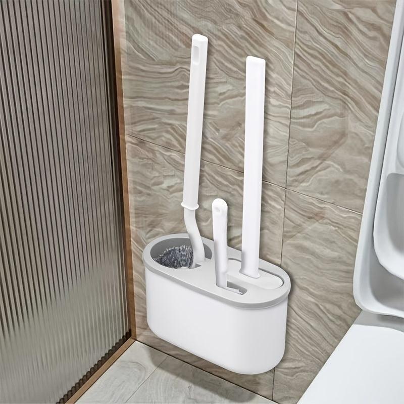 Toilet Cleaning Brush Set with Long Handle and Wall-Mounted Holder