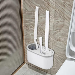Toilet Cleaning Brush Set with Long Handle and Wall-Mounted Holder