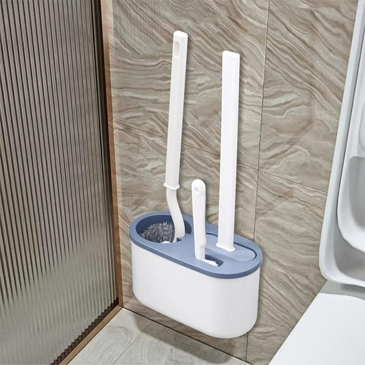 Toilet Cleaning Brush Set with Long Handle and Wall-Mounted Holder