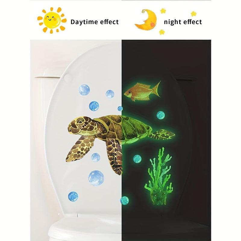 Luminous Sea Turtle Toilet Lid Decal Stickers