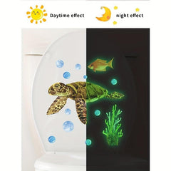Luminous Sea Turtle Toilet Lid Decal Stickers