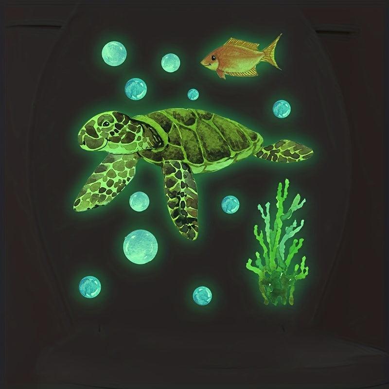 Luminous Sea Turtle Toilet Lid Decal Stickers