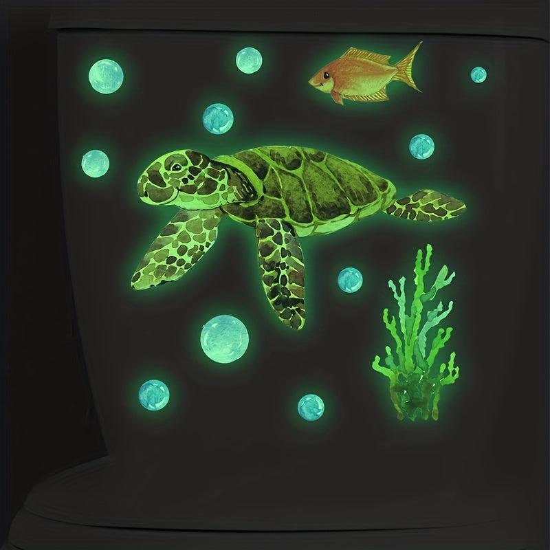 Luminous Sea Turtle Toilet Lid Decal Stickers