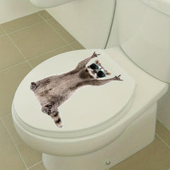 Funny Raccoon Toilet Lid Decal Self Adhesive Wall Sticker Bathroom Decor