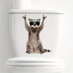 Funny Raccoon Toilet Lid Decal Self Adhesive Wall Sticker Bathroom Decor