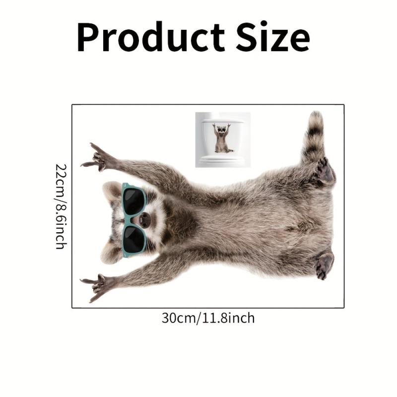 Funny Raccoon Toilet Lid Decal Self Adhesive Wall Sticker Bathroom Decor