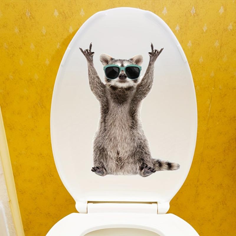 Funny Raccoon Toilet Lid Decal Self Adhesive Wall Sticker Bathroom Decor