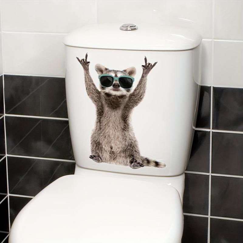 Funny Raccoon Toilet Lid Decal Self Adhesive Wall Sticker Bathroom Decor