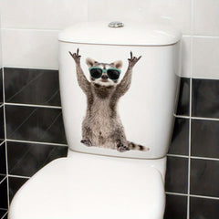 Funny Raccoon Toilet Lid Decal Self Adhesive Wall Sticker Bathroom Decor