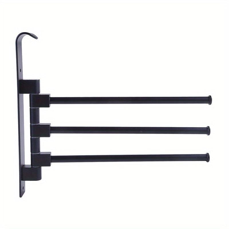 1pc Rotating Aluminum Towel Bar Space Saving Bathroom Accessory