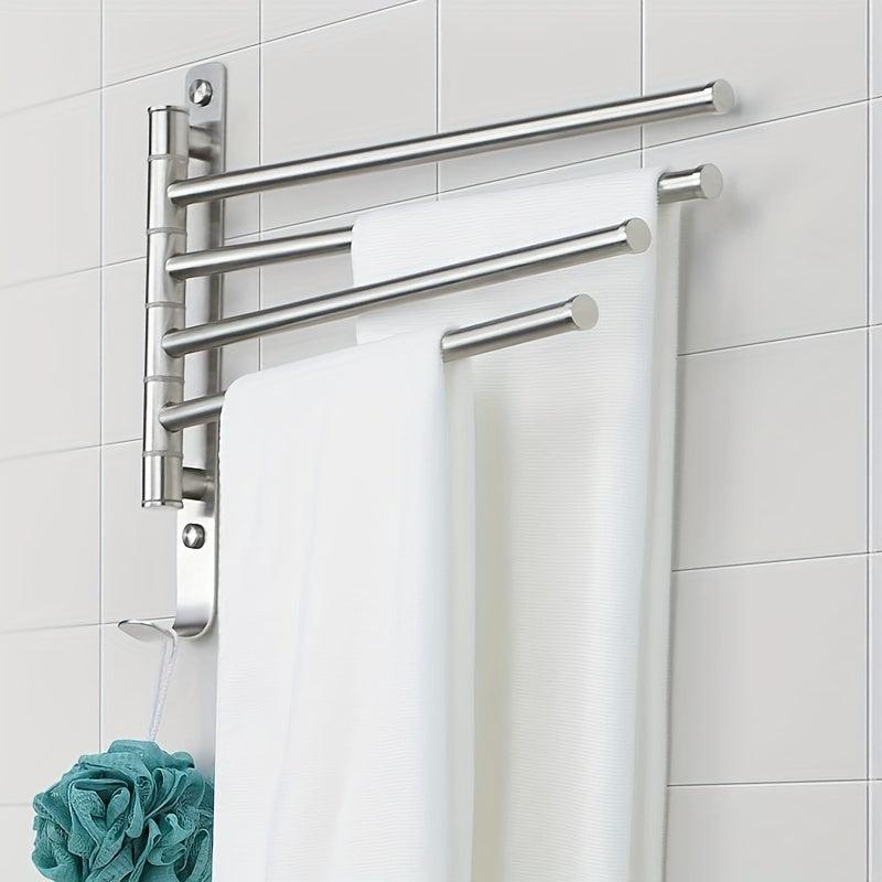 1pc Rotating Aluminum Towel Bar Space Saving Bathroom Accessory