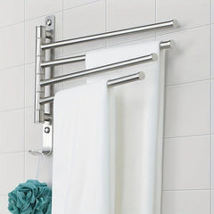 1pc Rotating Aluminum Towel Bar Space Saving Bathroom Accessory
