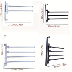 1pc Rotating Aluminum Towel Bar Space Saving Bathroom Accessory