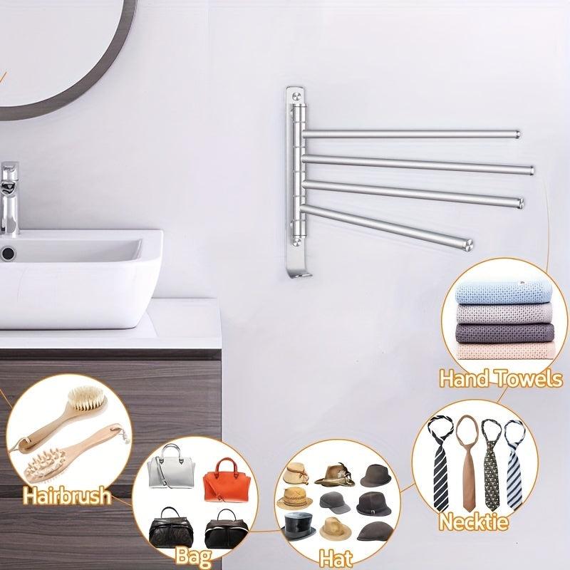 1pc Rotating Aluminum Towel Bar Space Saving Bathroom Accessory