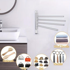 1pc Rotating Aluminum Towel Bar Space Saving Bathroom Accessory
