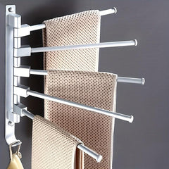 1pc Rotating Aluminum Towel Bar Space Saving Bathroom Accessory