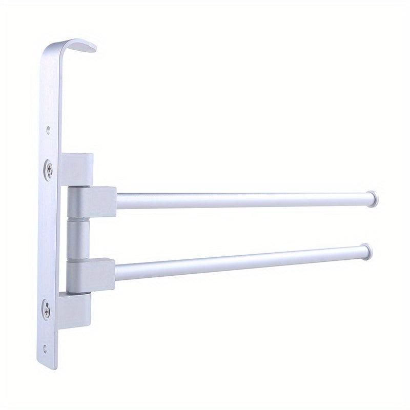 1pc Rotating Aluminum Towel Bar Space Saving Bathroom Accessory