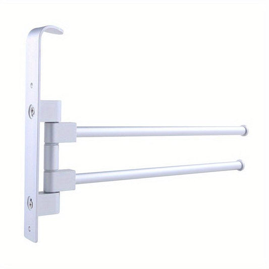1pc Rotating Aluminum Towel Bar Space Saving Bathroom Accessory