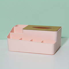 Wooden Cover Tissue Box Plastic Storage Holder for Home