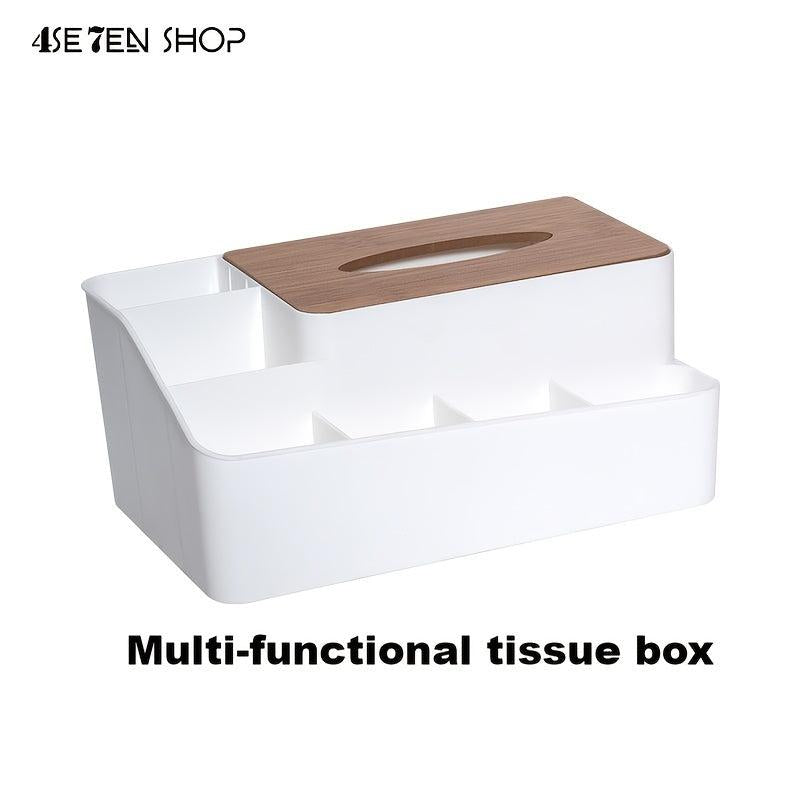 Wooden Cover Tissue Box Plastic Storage Holder for Home