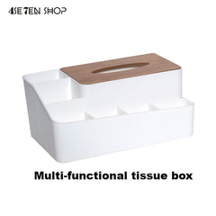 Wooden Cover Tissue Box Plastic Storage Holder for Home