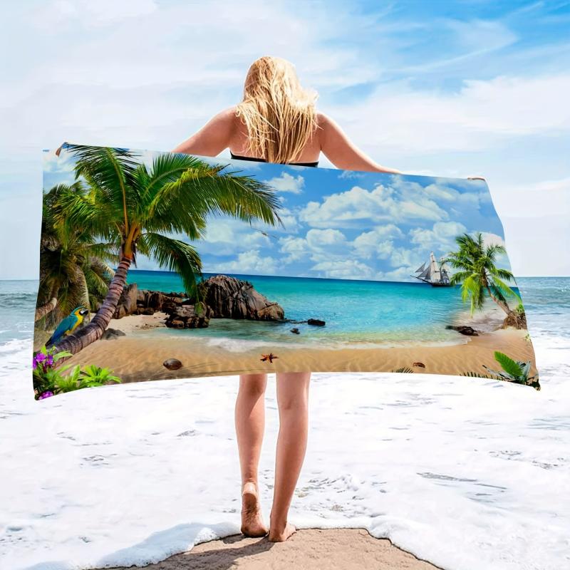 Beach Towel Coconut Tree Sea Pattern