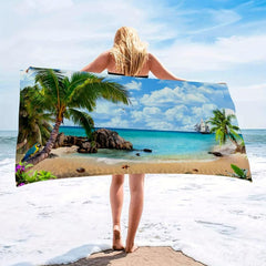 Beach Towel Coconut Tree Sea Pattern