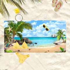 Beach Towel Coconut Tree Sea Pattern