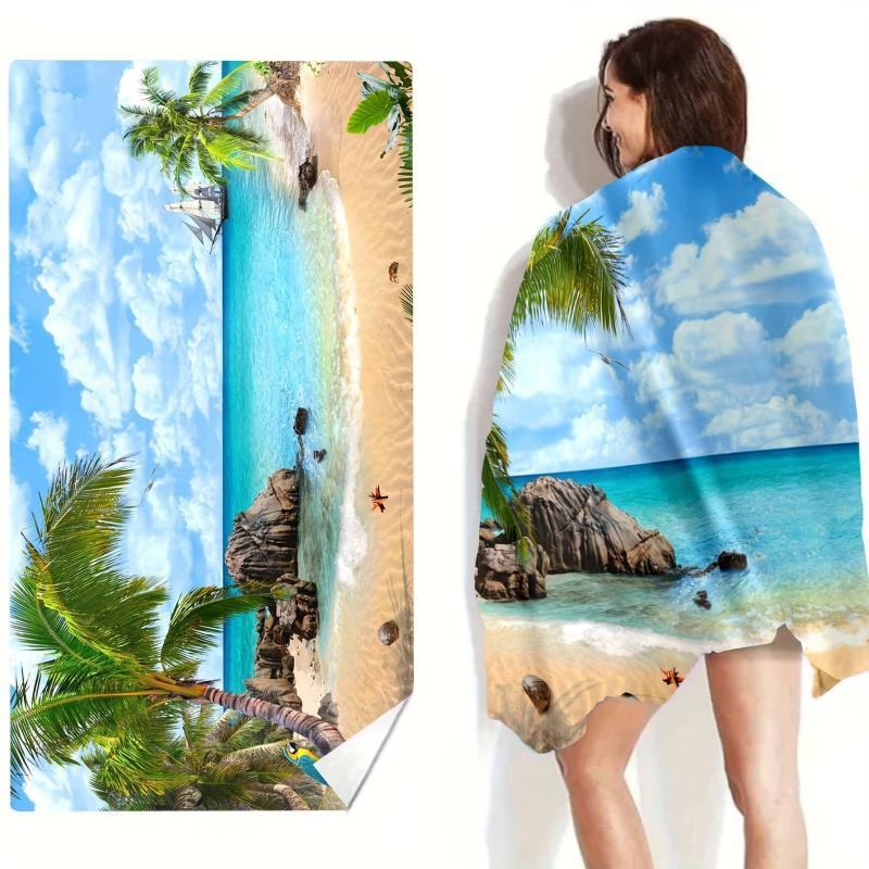 Beach Towel Coconut Tree Sea Pattern