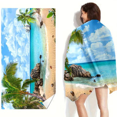 Beach Towel Coconut Tree Sea Pattern