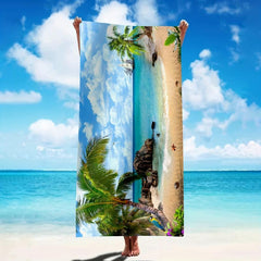 Beach Towel Coconut Tree Sea Pattern
