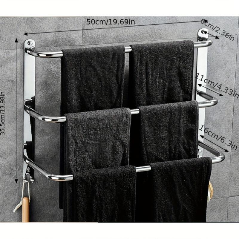 3 Tier Towel Bar Stainless Steel Wall Mounted Towel Rack